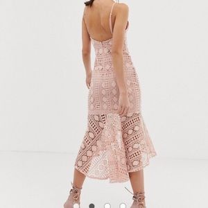 Girl In Mind crochet lace fishtail midi dress